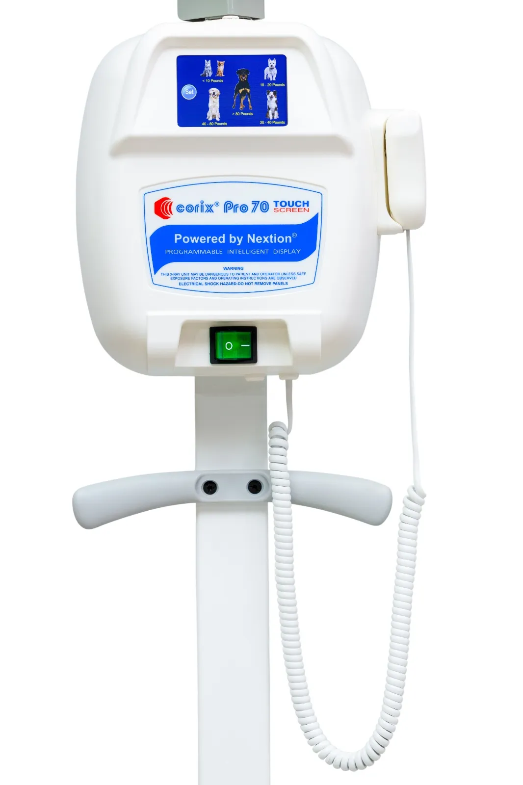 Equipo de rayos X veterinaria portátil Corix® Pro 70 utilizado en clínicas veterinarias para radiografías digitales precisas.